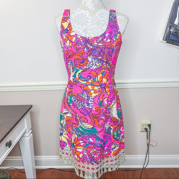 Lilly Pulitzer Dresses & Skirts - Pink printed Lilly Pulitzer dress with tassels